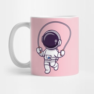 Cute Astronaut Playing Jump Rope Cartoon Mug